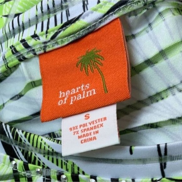 Hearts Of Palm Womens Green Black Print Quarter Sleeve Sheer Tunic Top Small - Picture 4 of 8